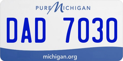 MI license plate DAD7030