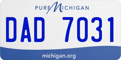 MI license plate DAD7031