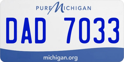 MI license plate DAD7033