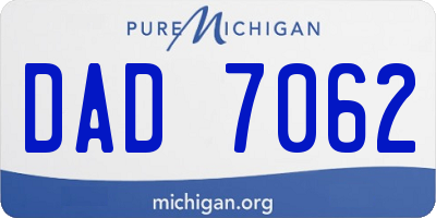 MI license plate DAD7062