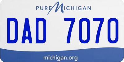 MI license plate DAD7070