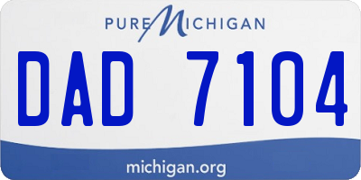 MI license plate DAD7104
