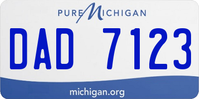 MI license plate DAD7123