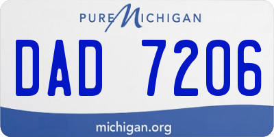 MI license plate DAD7206
