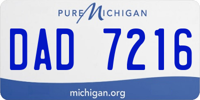 MI license plate DAD7216
