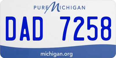 MI license plate DAD7258