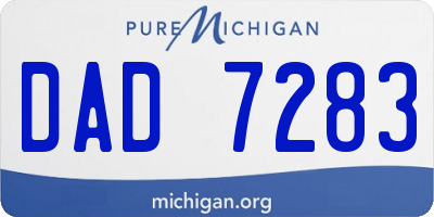 MI license plate DAD7283