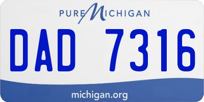 MI license plate DAD7316