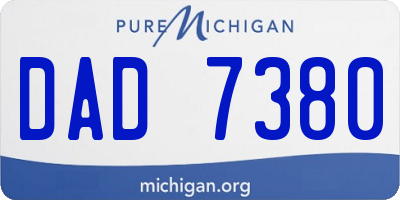 MI license plate DAD7380