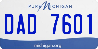 MI license plate DAD7601
