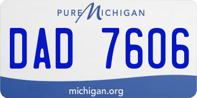 MI license plate DAD7606