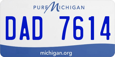 MI license plate DAD7614