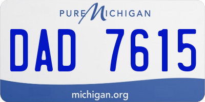 MI license plate DAD7615