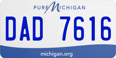 MI license plate DAD7616