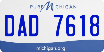 MI license plate DAD7618