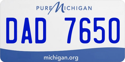 MI license plate DAD7650