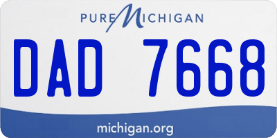 MI license plate DAD7668