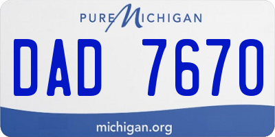 MI license plate DAD7670