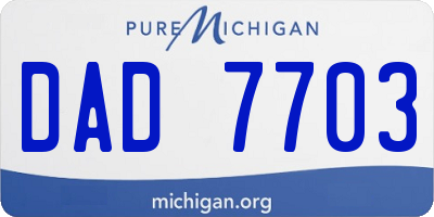 MI license plate DAD7703