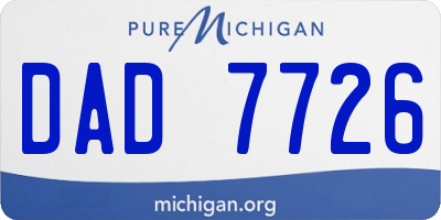 MI license plate DAD7726