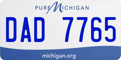 MI license plate DAD7765
