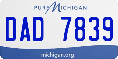 MI license plate DAD7839