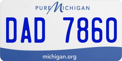 MI license plate DAD7860
