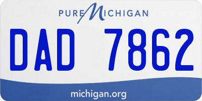 MI license plate DAD7862