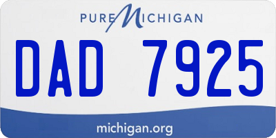 MI license plate DAD7925