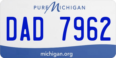 MI license plate DAD7962