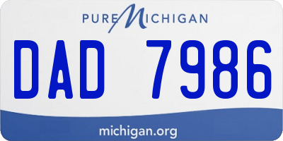 MI license plate DAD7986