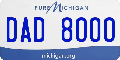 MI license plate DAD8000