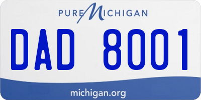 MI license plate DAD8001