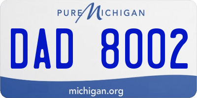 MI license plate DAD8002