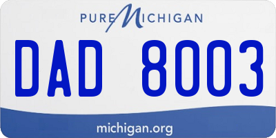 MI license plate DAD8003