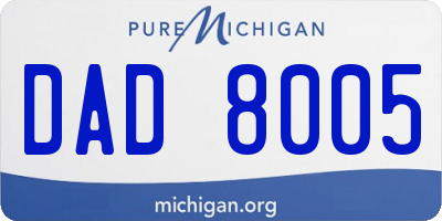 MI license plate DAD8005