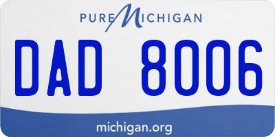 MI license plate DAD8006