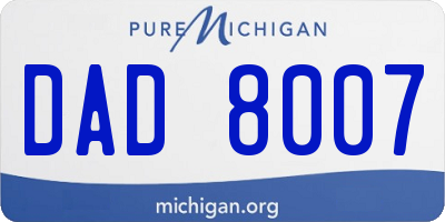 MI license plate DAD8007