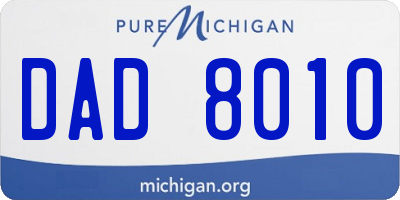 MI license plate DAD8010