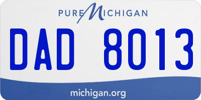 MI license plate DAD8013