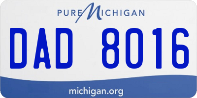MI license plate DAD8016