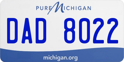 MI license plate DAD8022