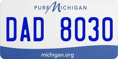 MI license plate DAD8030