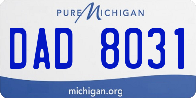 MI license plate DAD8031