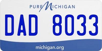 MI license plate DAD8033
