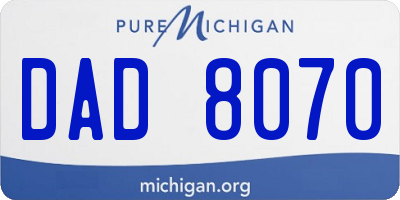 MI license plate DAD8070