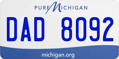 MI license plate DAD8092