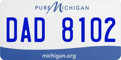 MI license plate DAD8102