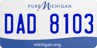 MI license plate DAD8103