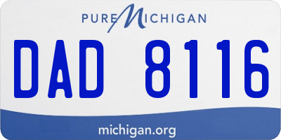MI license plate DAD8116
